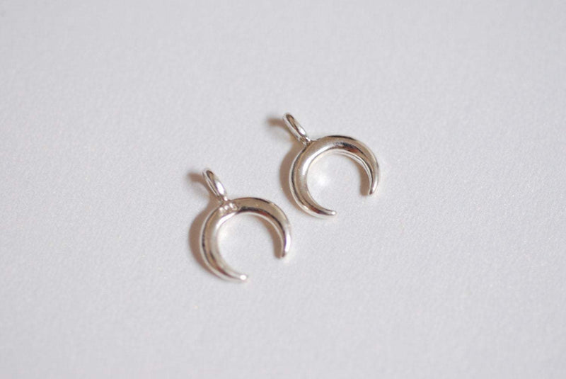 2pcs Sterling Silver Crescent Moon Charm- 925 Sterling Silver, Double Horn Charm, Silver Half Moon, Tiny Crescent Charm, Silver Moon, 274 - HarperCrown