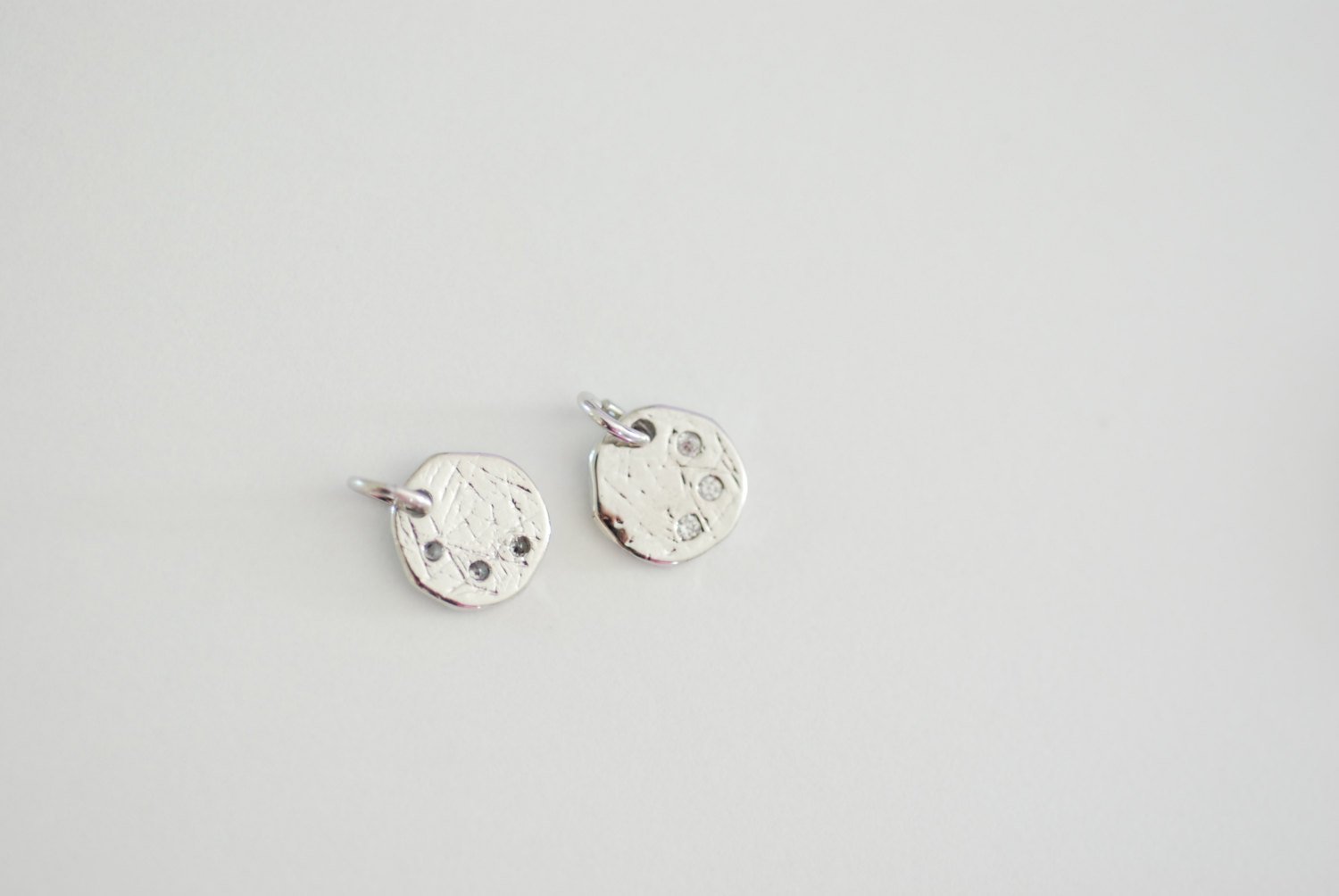 2pcs Sterling Silver Disc Charm, Three wishes Charm, Disc with Crystals, Etched Disc, Textured Discs, Pave Disc Charm, Circle CZ Accent - HarperCrown