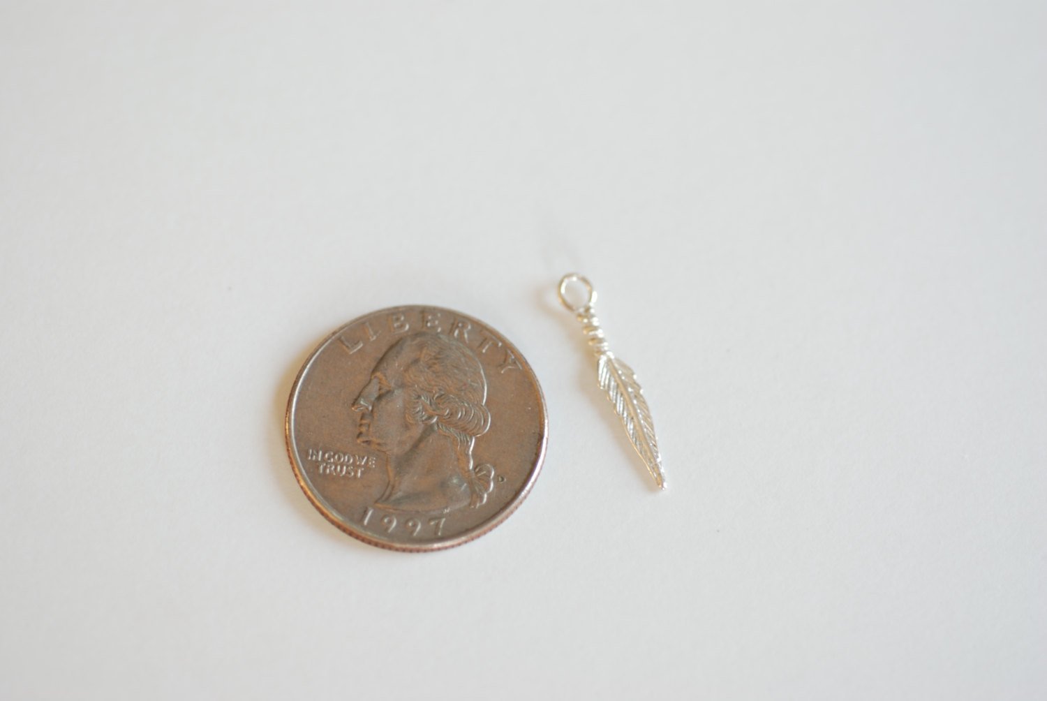 2pcs Sterling Silver Feather Charm - Sterling silver tribal native pendant, Silver Feather Charm, Bird Feather Charm, Non Oxidized Feather - HarperCrown