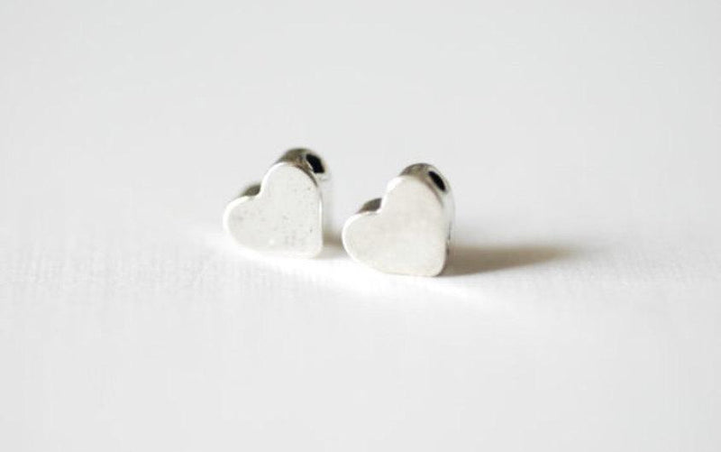 2pcs Sterling Silver Heart Beads - 925 Sterling Silver Heart Focal Bead, Silver Heart Stamping Blanks, Silver Heart Beads, Silver Heart, 104 - HarperCrown