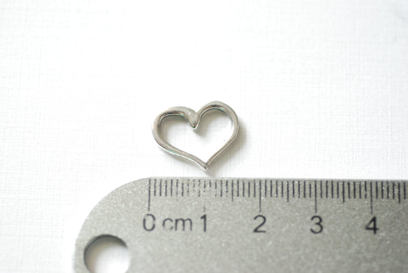 2pcs Sterling Silver Open Heart Connector Charm- 925 Silver Heart Charm Pendant, Silver Heart Charm, Sterling Silver Heart Spacer Link, 84 - HarperCrown