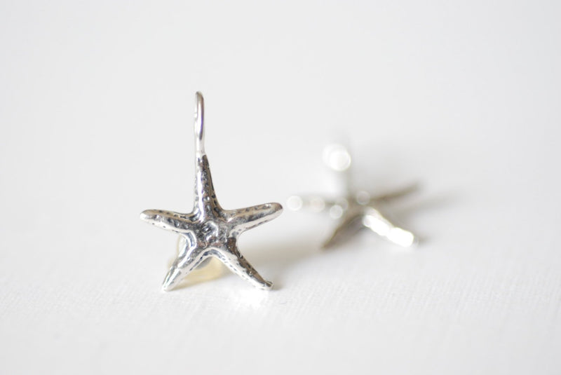 2pcs Sterling Silver Starfish Charm, 925 silver starfish charms, sea creature charm, sea life charm, Sterling Silver Star Charm, 14 - HarperCrown