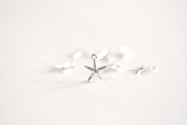 2pcs Sterling Silver Starfish Charm- Beach Ocean Sea life Charm, Sterling Silver Star Charm, Sterling Silver Beach Themed Charms, Sea Urchin - HarperCrown