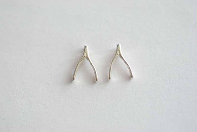 2pcs Sterling Silver tiny wishbone charm- sterling silver wish bone charm, Silver Wishbone charm, Sterling silver Charms Wholesale, 19 - HarperCrown
