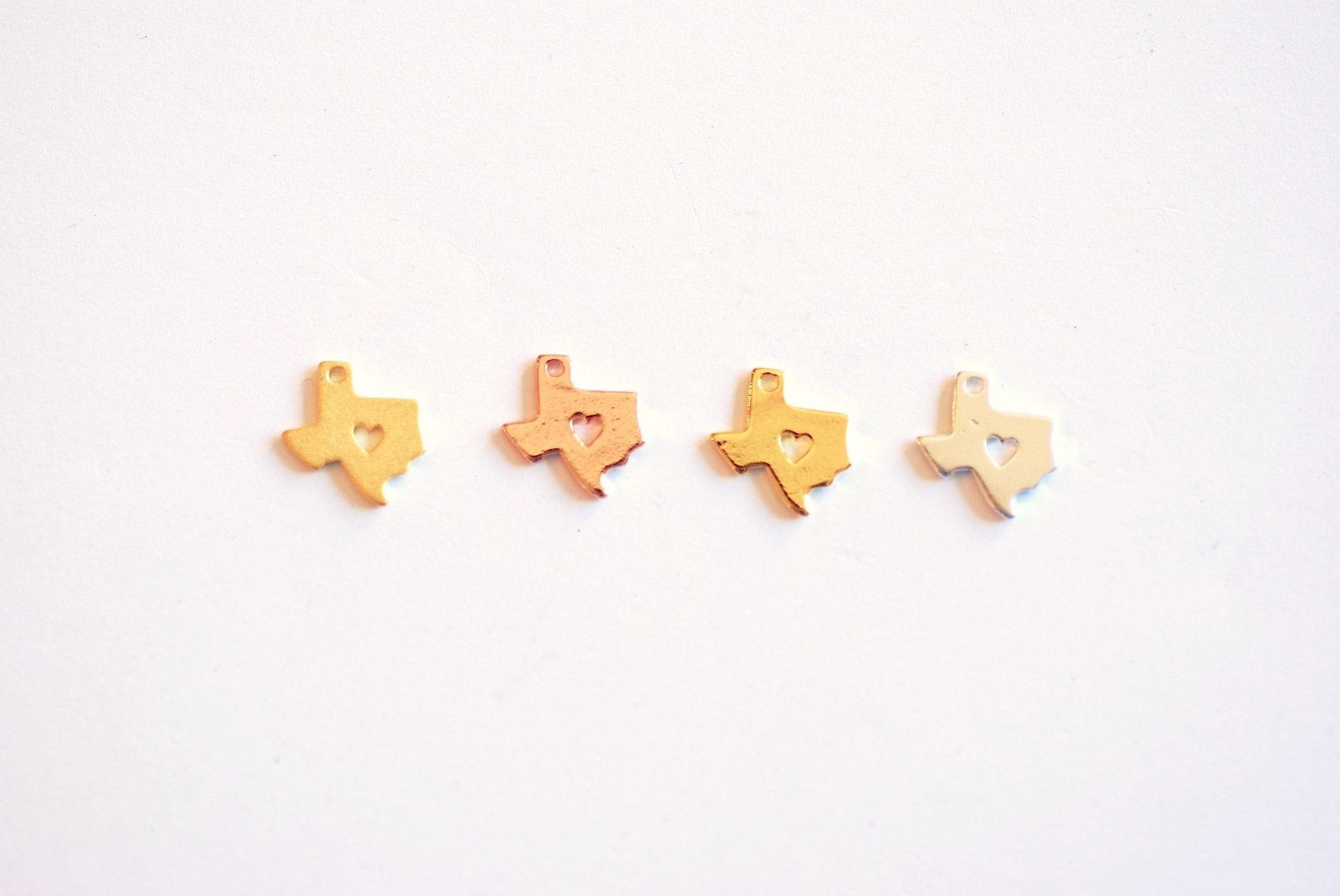 2pcs Texas Heart Charm- Vermeil 22k Gold plated 925 Silver Texas Charm, Tiny Texas Charm, Lone star State charm, Rose Gold Texas Charm, 411 - HarperCrown