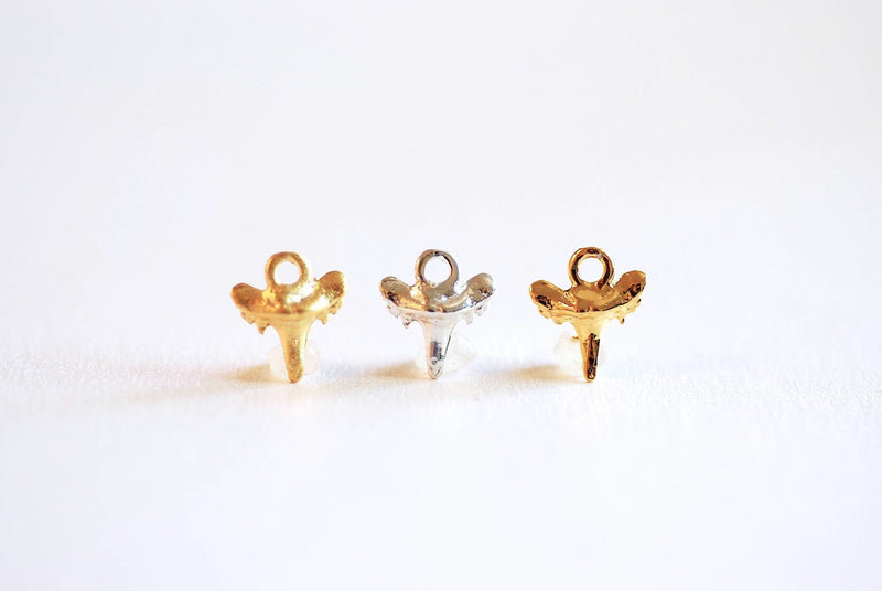 2pcs Tiny Shark Tooth Charm- 22k Gold plated over Sterling Silver, Vermeil Gold Shark Tooth, Small shark teeth, nautical beach charms, 380 - HarperCrown
