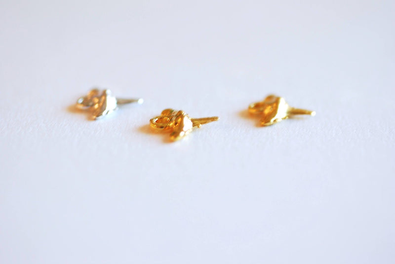 2pcs Tiny Shark Tooth Charm- 22k Gold plated over Sterling Silver, Vermeil Gold Shark Tooth, Small shark teeth, nautical beach charms, 380 - HarperCrown