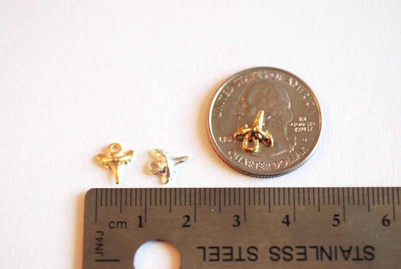 2pcs Tiny Shark Tooth Charm- 22k Gold plated over Sterling Silver, Vermeil Gold Shark Tooth, Small shark teeth, nautical beach charms, 380 - HarperCrown