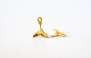 2pcs Vermeil Dolphin Fin Tail Charm - 18k gold plated over sterling silver, gold Dolphin dorsal tail, whale tail, Beach Charms Wholesale,180 - HarperCrown