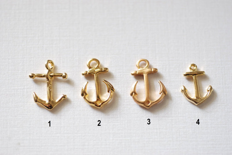 2pcs Vermeil Gold Anchor Charm- 18k gold over 925 Sterling Silver Anchor Charm, golden anchor charm, nautical beach theme charms, 152 - HarperCrown