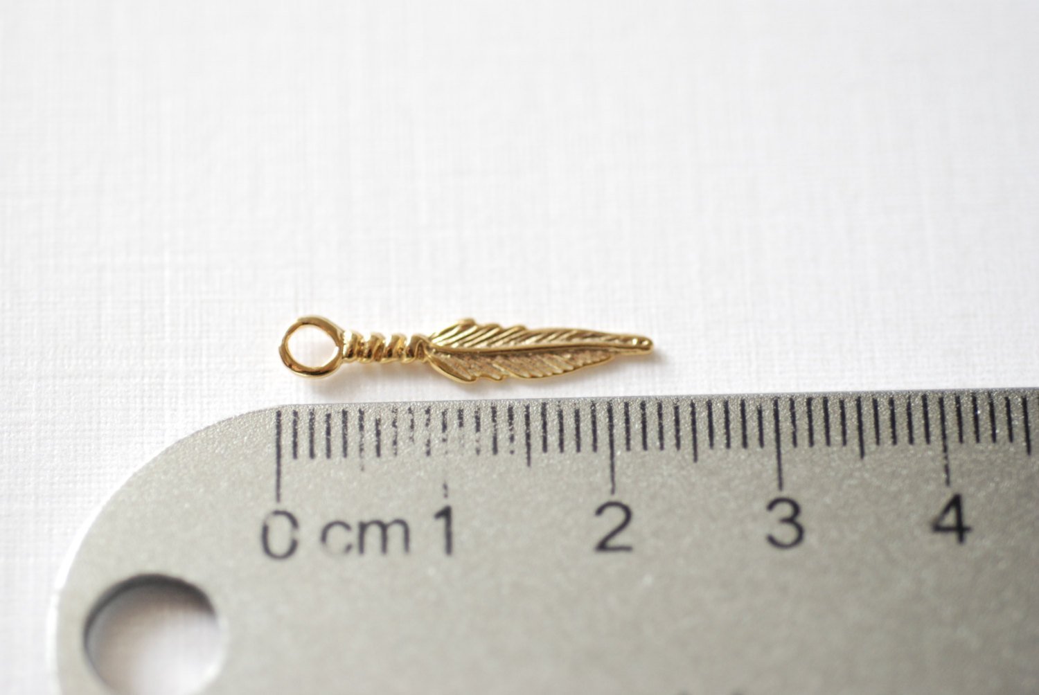 2pcs Vermeil Gold Feather Charms - 18k gold plated over sterling silver, gold feather charms, Small Feather Charms, gold Tribal bird feather - HarperCrown