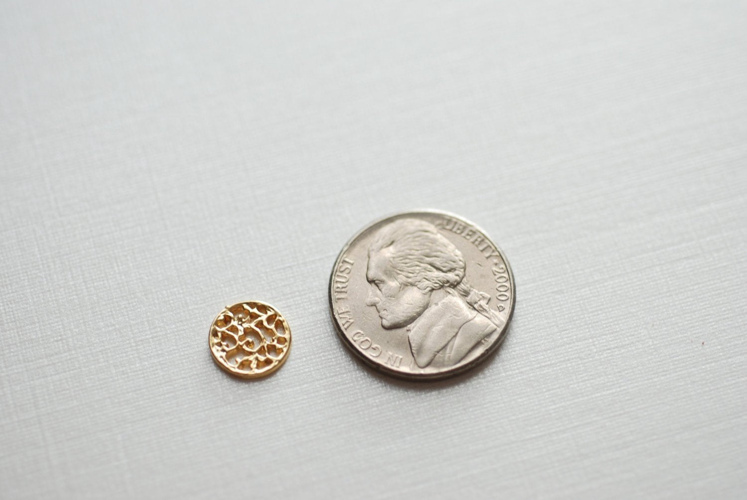 2pcs Vermeil Gold Filigree Disc-18k gold plated sterling silver, gold round disc, filigree design, vermeil gold plated charms wholesale, 164 - HarperCrown