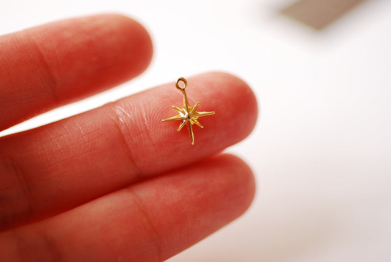 2pcs Vermeil Gold or Sterling Silver Twinkle Star Charms - Tiny Star Charm, Starlight, North Star, Celestial Sky Charm, Asterisk Charm, 518 - HarperCrown