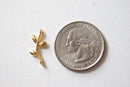 2pcs Vermeil Gold Small Leaf Connector - 18k gold plated over sterling silver, Gold Twig Charm, Gold Branch, Gold Tree Charm, Gold Flower - HarperCrown
