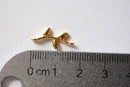 2pcs Vermeil Gold Small Leaf Connector - 18k gold plated over sterling silver, Gold Twig Charm, Gold Branch, Gold Tree Charm, Gold Flower - HarperCrown