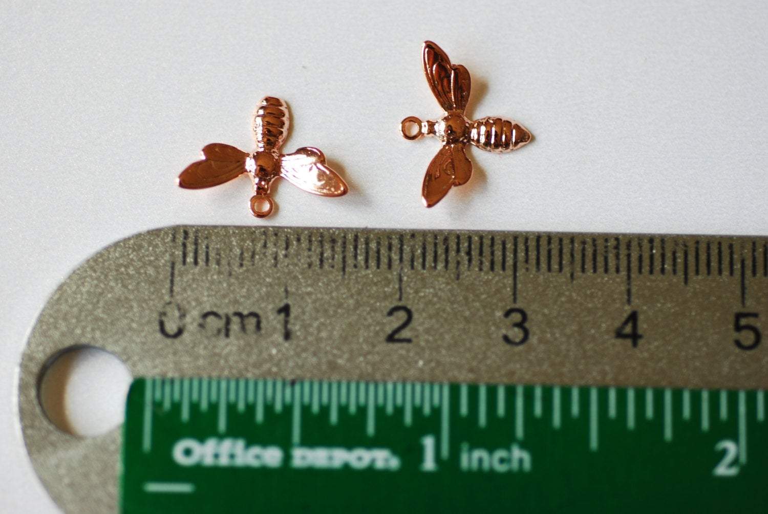 2pcs Vermeil Rose Gold Bee Charm- 18k gold plated over Sterling Silver, Bumblebee charm, Honey Bee Charm, Insect Charm, Gold Bee Pendant, 18 - HarperCrown