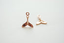 2pcs Vermeil Rose Gold Dolphin Fin Tail Charm - 18k gold plated over sterling silver, shiny gold Dolphin tail, Gold whale fin tail, 180 - HarperCrown