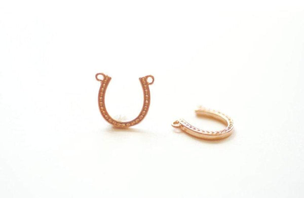 2pcs Vermeil Rose Gold Horseshoe Charm - small and thin horse shoe connector charm, vermeil pink gold horse shoe, Gold Horse Shoe Charm, 157 - HarperCrown
