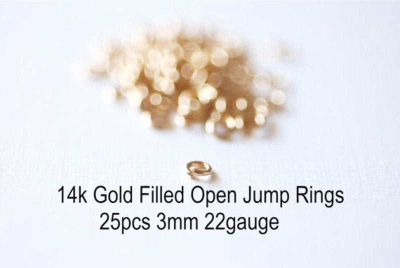 3mm Open Jump Rings- 14kt gold filled, 22 gauge- 25pcs Jewelry Findings by VermeilSupplies - HarperCrown