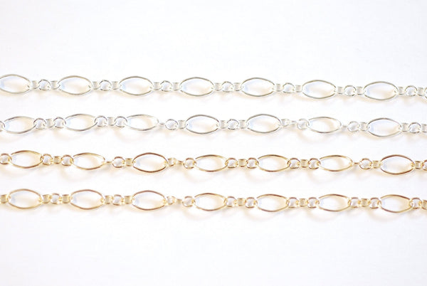 4mm 14k Gold Filled or Sterling Silver Long and Short Oval Chain - Permanent Jewelry Chain Unfinished Chain Wholesale Bulk Findings - HarperCrown