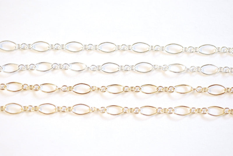 4mm 14k Gold Filled or Sterling Silver Long and Short Oval Chain