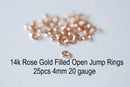 4mm 22 Gauge Open Jump Rings, Choose Sterling Silver, 14k Gold Filled, 14k Rose Gold Filled 4mm Open Jump ring, 4mm 22ga, Jewelry Findings - HarperCrown