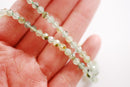 4mm Natural Faceted Round Green Prehnite Beads l 8 inch strand Wholesale Beads Green Brown Micro Faceted Diamond Cut - HarperCrown