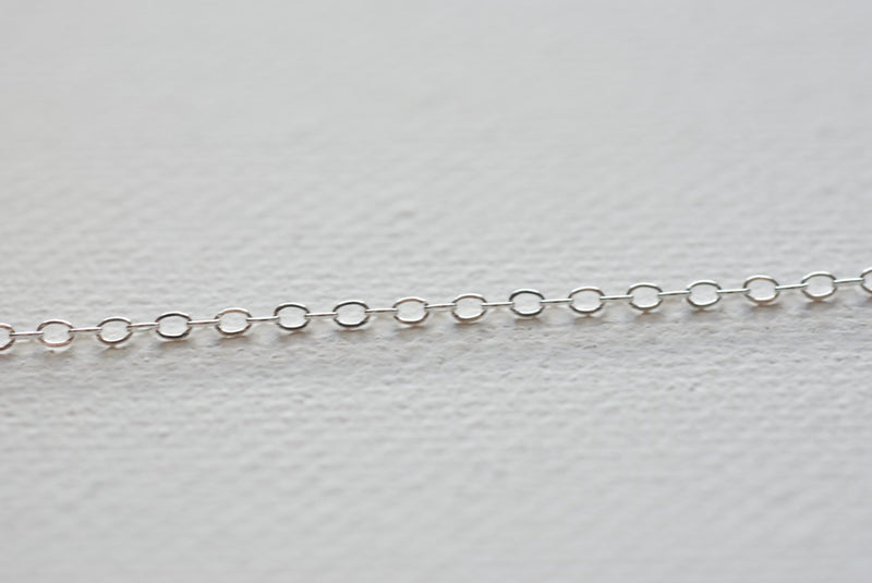 5 ft Sterling Silver Flat Cable Chain- 1.3mm, Silver Chain, Sterling Silver Chain, Wholesale Sterling Silver or Gold Filled Chain - HarperCrown