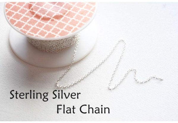 5 ft Sterling Silver Flat Cable Chain- 1.3mm, Silver Chain, Sterling Silver Chain, Wholesale Sterling Silver or Gold Filled Chain - HarperCrown