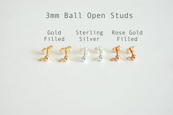 5 pairs, 14k Gold Filled Earring Findings, 14Kt Gold Filled, Ear Stud/Ball Post, 3mm ball, jump ring, Gold Fill Earrings, Gold Fill Earrings - HarperCrown