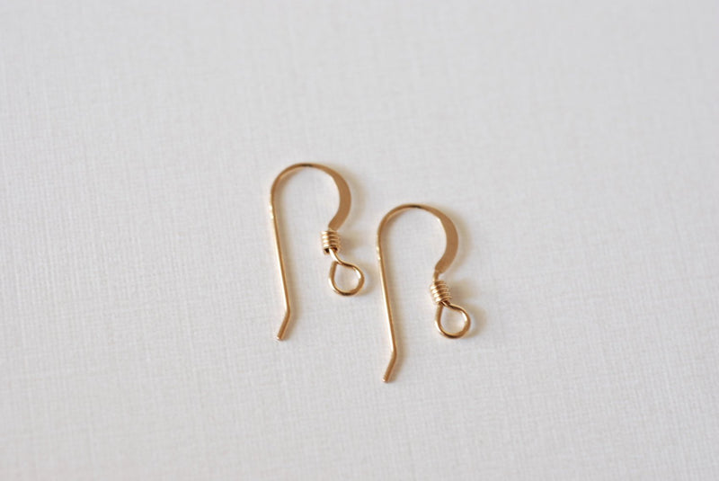 5 pairs, 14k Gold Filled French Hook Earrings, Flat Ear Wire with Coil, gold filled earwires, jewelry finding, gold ear hooks - HarperCrown
