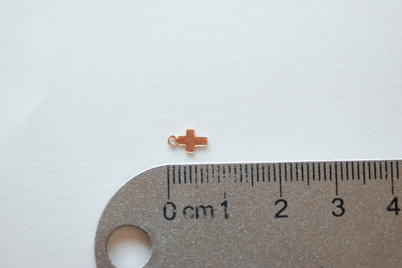 5 pcs 14k Rose Gold Filled Tiny Cross, Rose Pink Gold Cross Charm Blanks, Gold Cross Charm, Wholesale Vermeil Charms VermeilSupplies - HarperCrown
