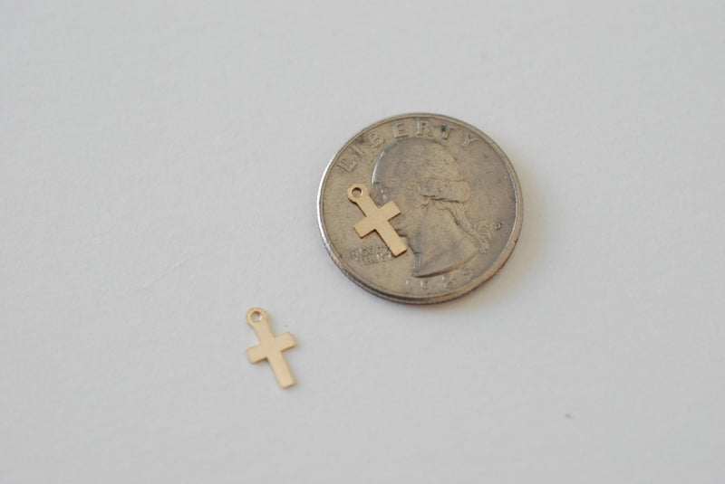 5 pcs Tiny Cross Charm, 14k Gold Filled Cross, Cross Findings, Jewelry Supplies by VermeilSupplies - HarperCrown