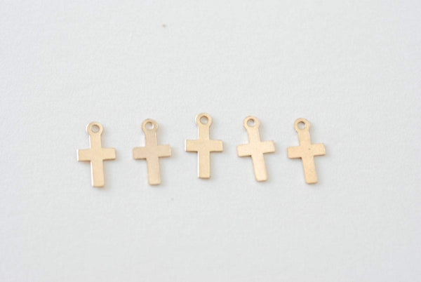 5 pcs Tiny Cross Charm, 14k Gold Filled Cross, Cross Findings, Jewelry Supplies by VermeilSupplies - HarperCrown