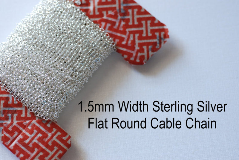 5ft Sterling Silver Flat Cable Chain, 2x1.5 mm basic flat cable chain, Sterling Silver or Gold Filled Flat Cable Chain 1.5mm - HarperCrown