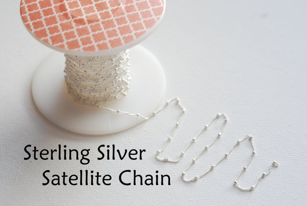 5ft Sterling Silver Satellite Chain, Silver Chain, Silver Beaded Chain, Fancy Chain, Chain Supply by VermeilSupplies - HarperCrown