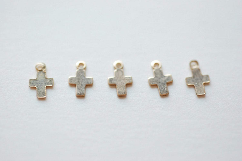 5pcs Tiny Cross Charm, 14k Gold Filled Cross, Gold Crosses, Flat Gold Cross Charm, Gold Fill Cross, Beads, Wholesale Gold charms, 172 - HarperCrown