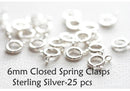 6mm Closed Spring Ring Clasp, Sterling Silver Clasps, Silver lobster Clasps, Open Spring Ring Clasps, Necklace Clasps - HarperCrown