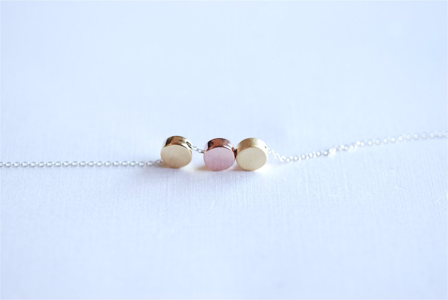 6mm Pink Rose Gold Vermeil Flat Round Circle Beads- 18k rose gold over Sterling Silver Focal Beads, Flat disc beads, Gold Round Spacer, 47 - HarperCrown