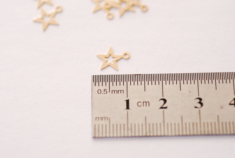 8mm Gold Filled Cut our Star Charm - 2 pieces Gold Filled Constellation Zodiac Star Drop Charm Wholesale Gold FIlled Charms GFCH2-52 - HarperCrown