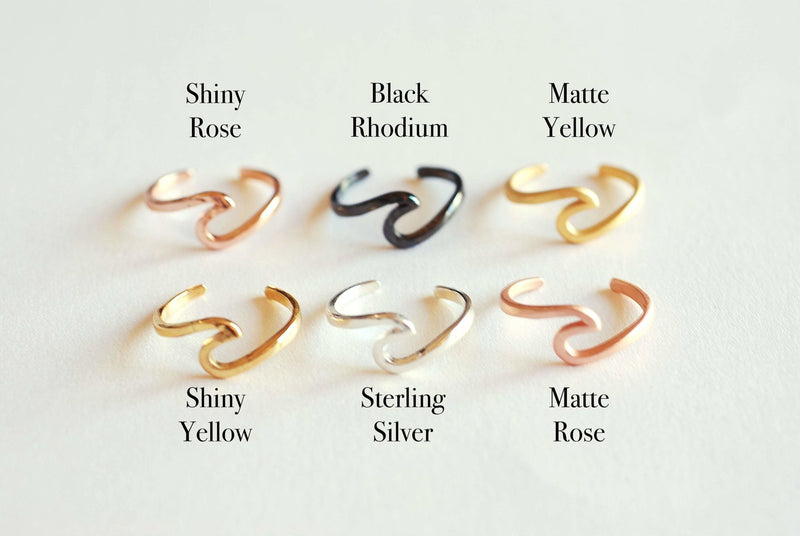925 Sterling Silver Adjustable Wave Ring- nalu ring, ocean, wave, beach jewelry, ocean jewelry, nautical jewelry, surf ring, Adjustable ring - HarperCrown