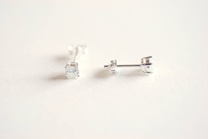 925 Sterling Silver CZ Earrings, Gold, Rose Gold, cz earrings, cz studs, cz silver stud earrings, solitaire studs, solitaire earrings, Studs - HarperCrown