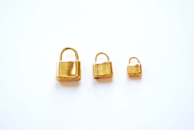 925 Sterling Silver Padlock Pendant, Lock Charm, padlock necklace, Gold Lock Charm, Locket, Wholesale Beads, VermeilSupplies, E147 - HarperCrown