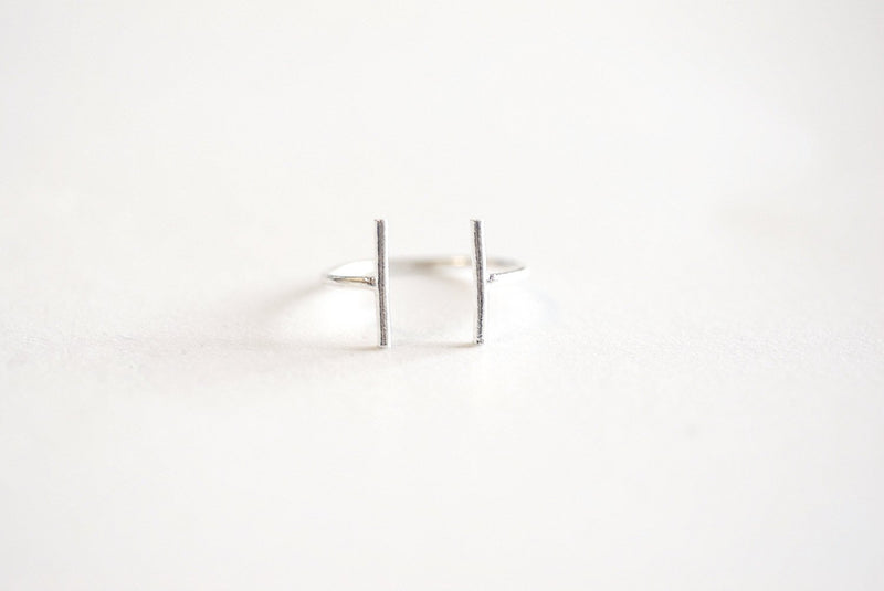 925 Sterling Silver Parallel Bar Ring- 925 Bar Adjustable Ring, Stacking Ring, Midi Ring, Line Ring, Minimalist Ring, Cuff Ring, 2 bars Ring - HarperCrown