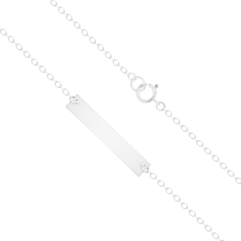 925 Sterling Silver Personalized Horizontal Bar Necklace ~ Custom Engraving Service ~ Names, Date, Initials, Locations, Birthday - HarperCrown