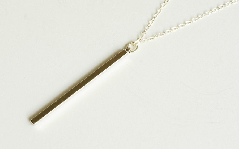 925 Sterling Silver Personalized Skinny Long Bar Necklace ~ Custom Engraving Service ~ Names, Date, Initials, Locations, Birthday - HarperCrown