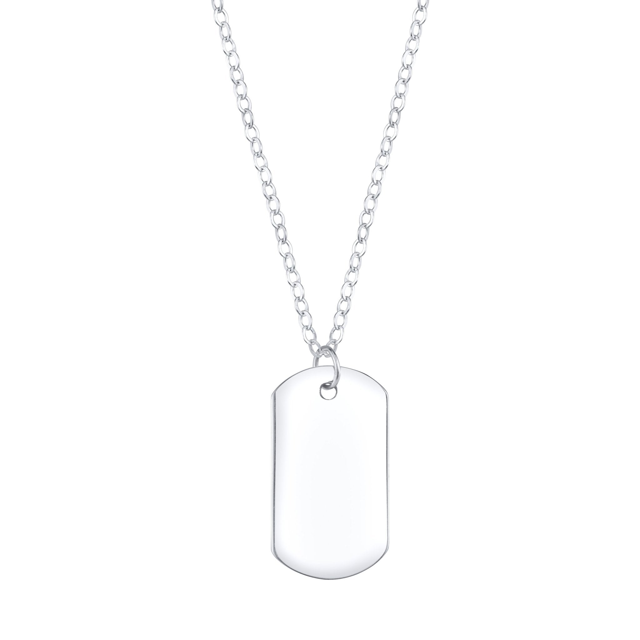 925 Sterling Silver Personalized Small Dog Tag Necklace ~ Custom Engraving Service ~ Names, Date, Initials, Locations, Birthday - HarperCrown