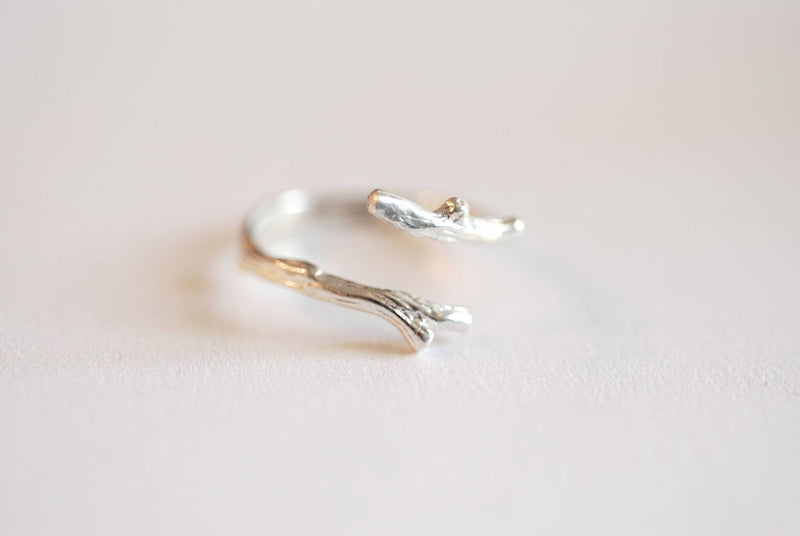 925 Sterling Silver Twig Ring, Silver Adjustable Ring, Silver Branch Ring, Nature Jewelry, Laurel Ring, Leaf Ring, Gold, Rose Gold, Vine,111 - HarperCrown