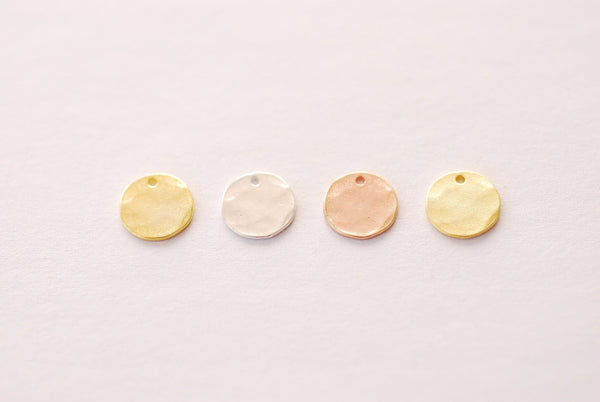 9mm Small Round Hammered Blank Disc- 925 sterling silver or Vermeil 18k Gold Plated round stamping disc round coin Jewelry Component - HarperCrown