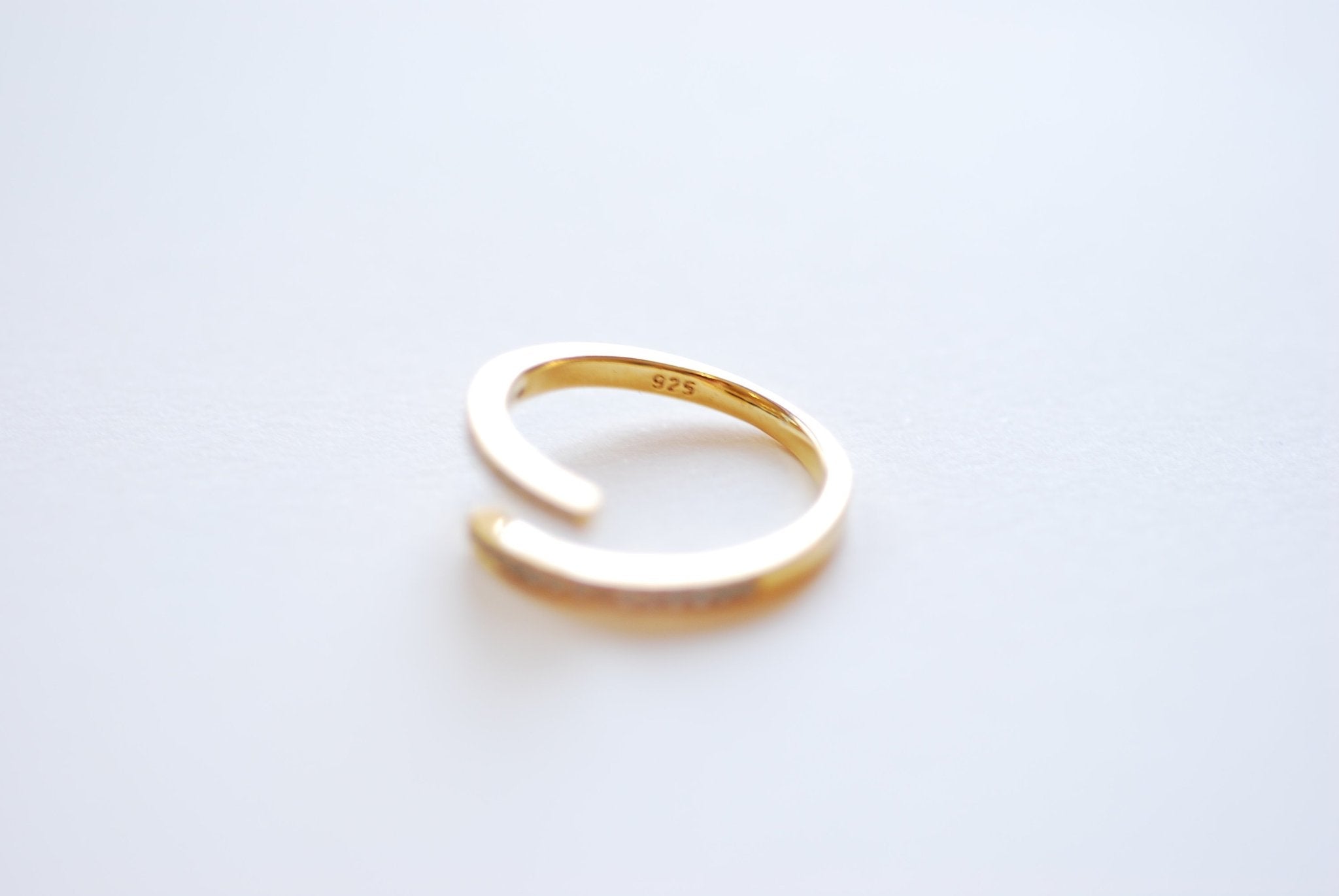 Adjustable CZ Wrap Ring - 925 Sterling Silver Cubic Zirconia Finger Ring, Gold Wrap Ring, Pave Ring, Bar Ring, Diamond Ring [17] - HarperCrown
